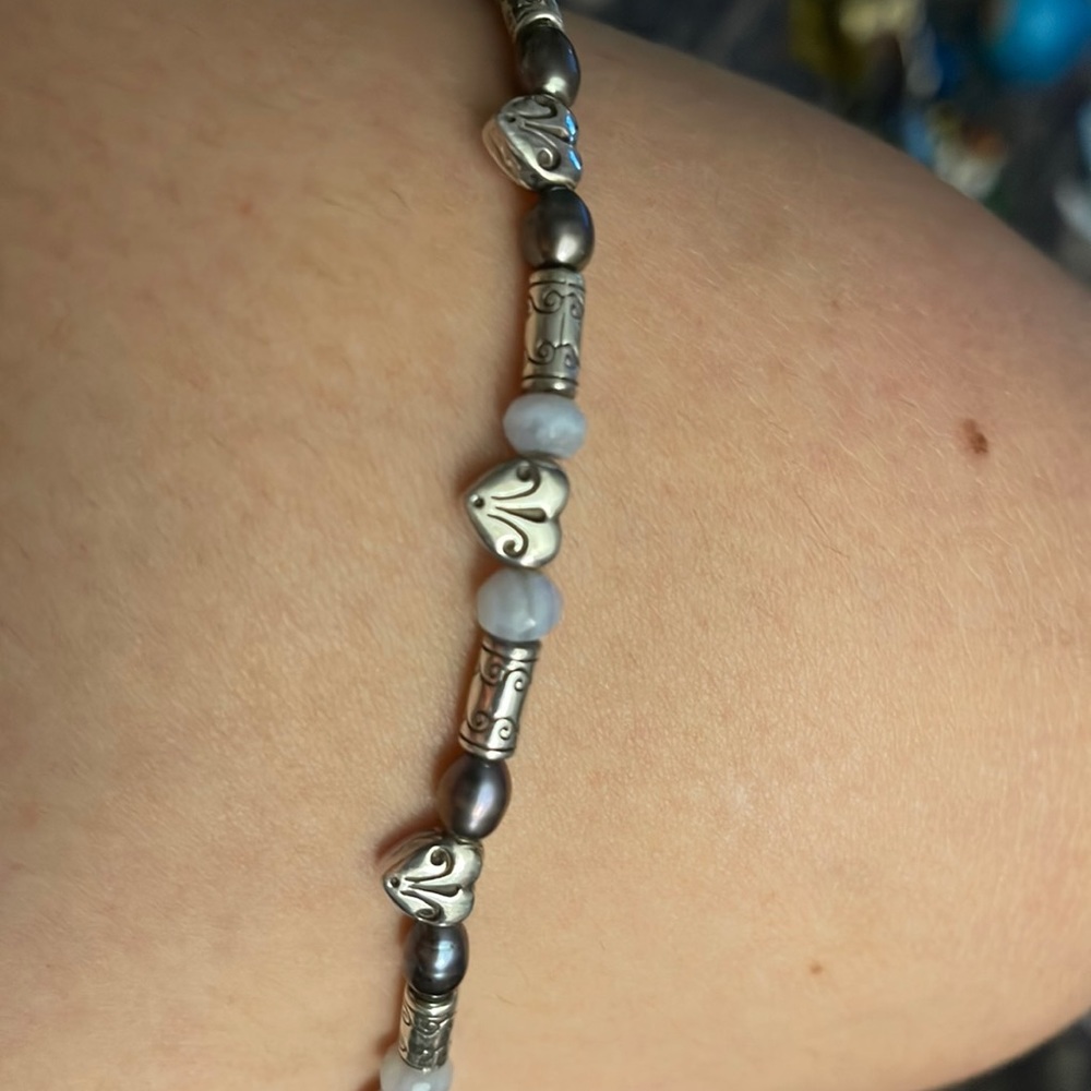 Sterling silver and blue stone bracelet